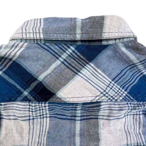 Simms Flannel Shirt Mens Medium Blue Gray Plaid Fishing Outdoor Camping - Picture 8 of 12